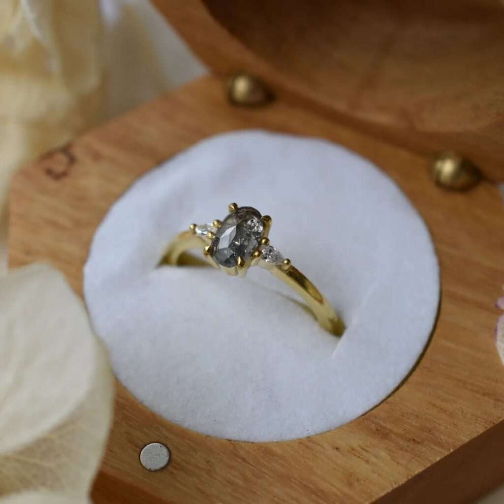 Salt and pepper diamond trilogy ring - GoldandI